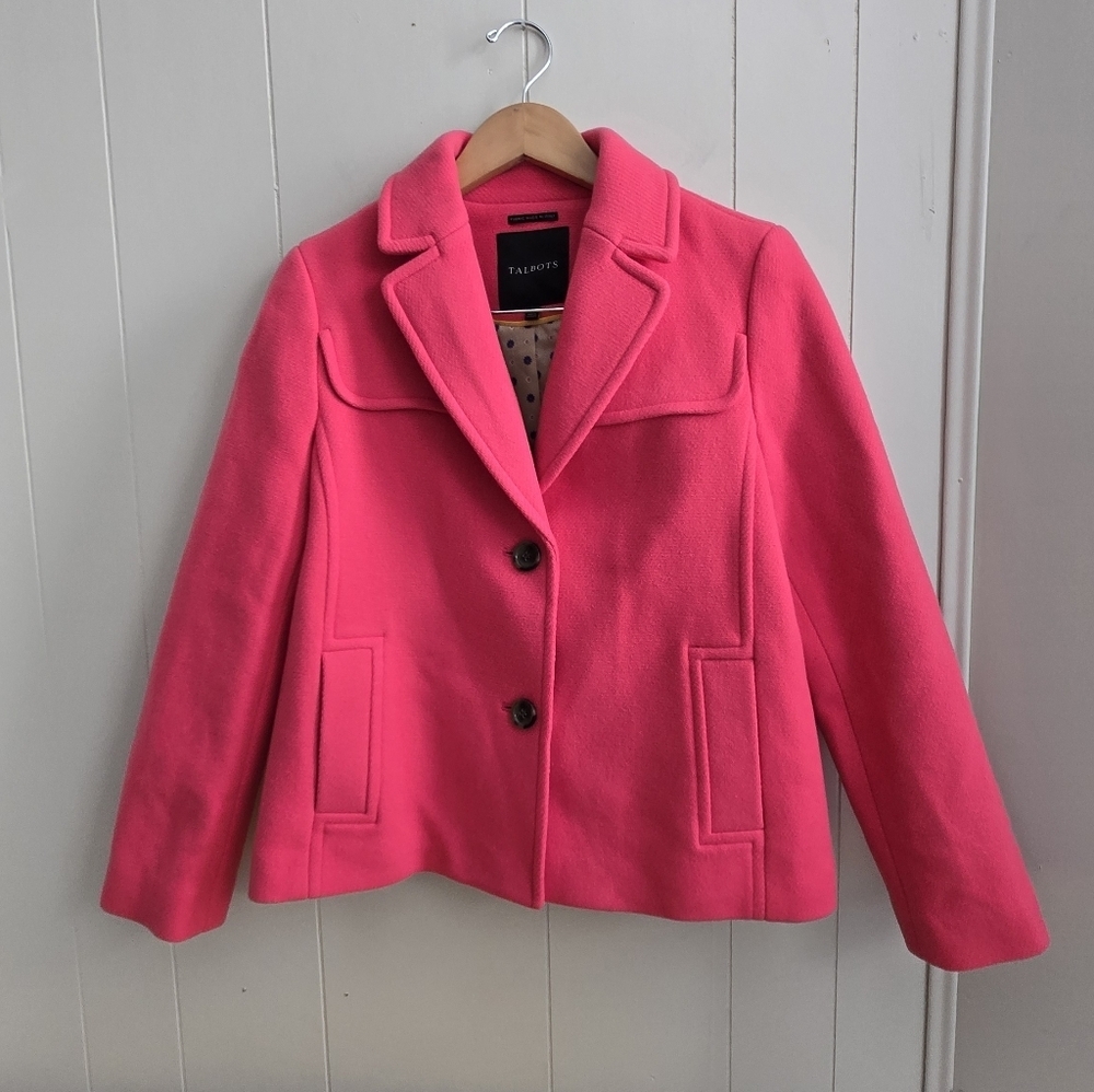 Talbots Women's Vibrant Pink Blazer-Size 4 -80%wool